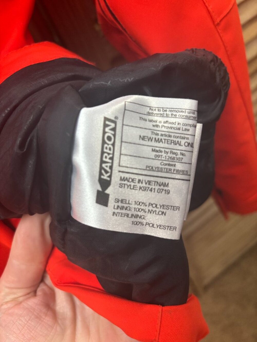 Karbon Youth Size 12 Insulated Ski Jacket Orange Black Striped Hooded - Picture 15 of 15